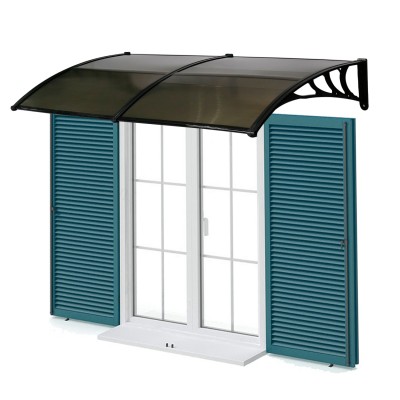 Kinbor Outdoor 80"x40"Door Window Outdoor Awning Solid Polycarbonate Patio Sun Shade Cover Canopy Arc-Shape Black   